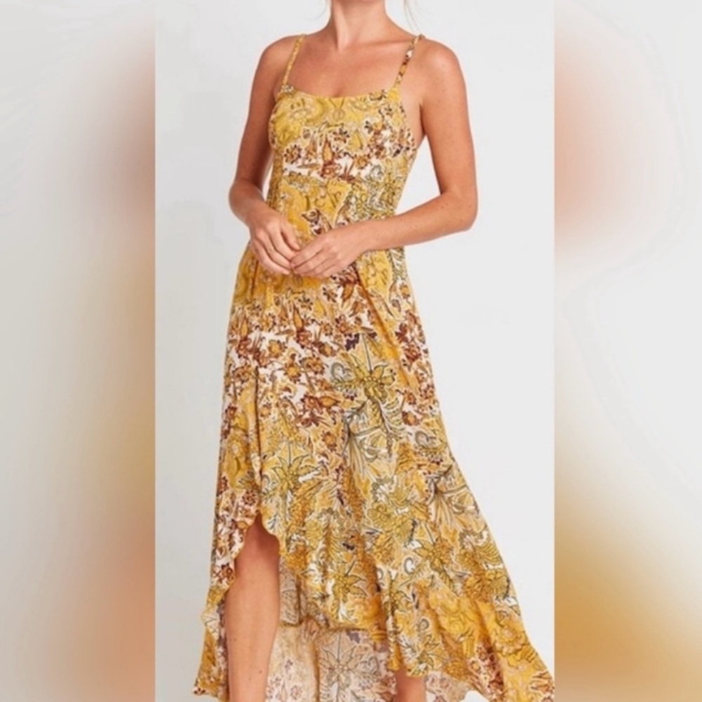 Free People Yellow Floral High Low Dress